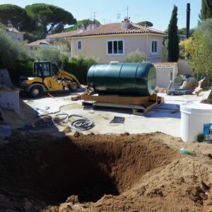 Installation d'une fosse dans un jardin privé à Marseille