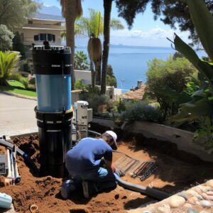 Installation d'un filtre compact dans un jardin privé à Nice